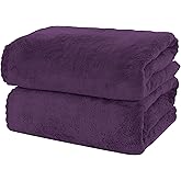 MOONQUEEN 2 Pack Premium Bath Towel Set - Quick Drying - Microfiber Coral Velvet Highly Absorbent Towels - Multipurpose Use as Bath Fitness, Bathroom, Shower, Sports, Yoga Towel (Grape Purple)