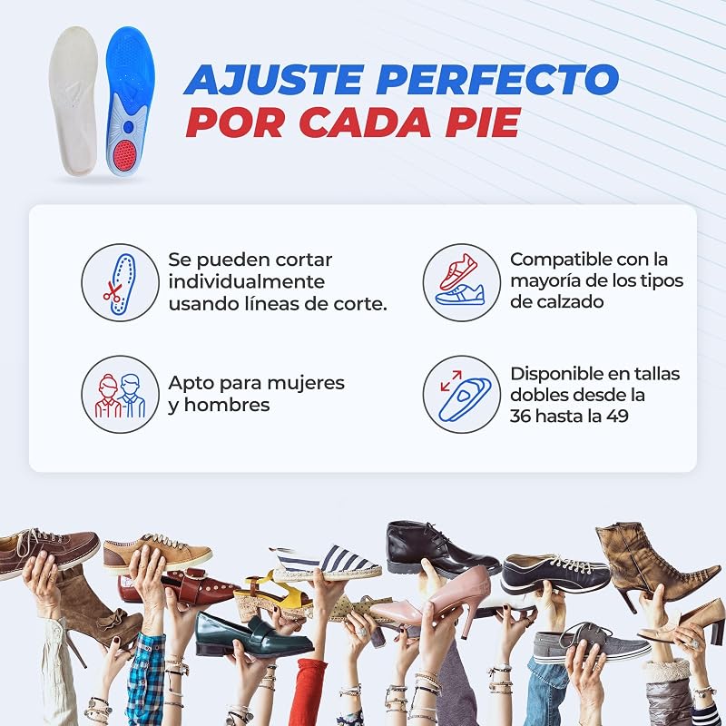Plantillas gel para calzado deportivo y de trabajo - Transpirables, cómodas y se adaptan perfectamente, plantillas fascitis plantar y otras molestias — foto 5 de 7