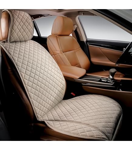 Linen Car Seat Covers-Breathable & Soft-Front Car Seat Protector 2pc Beige - View #6