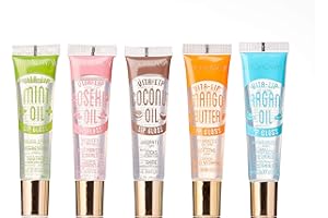 Ruby Kisses Broadway Vita-Lip Clear Lip Gloss (5 Pack Mint, Rosehip, Coconut, Argan Oil, Mango Butter), Ultra-Hydrating & Soothing Formula with Vitamin Oils, High-Shine Non-Sticky Finish Lip Balm