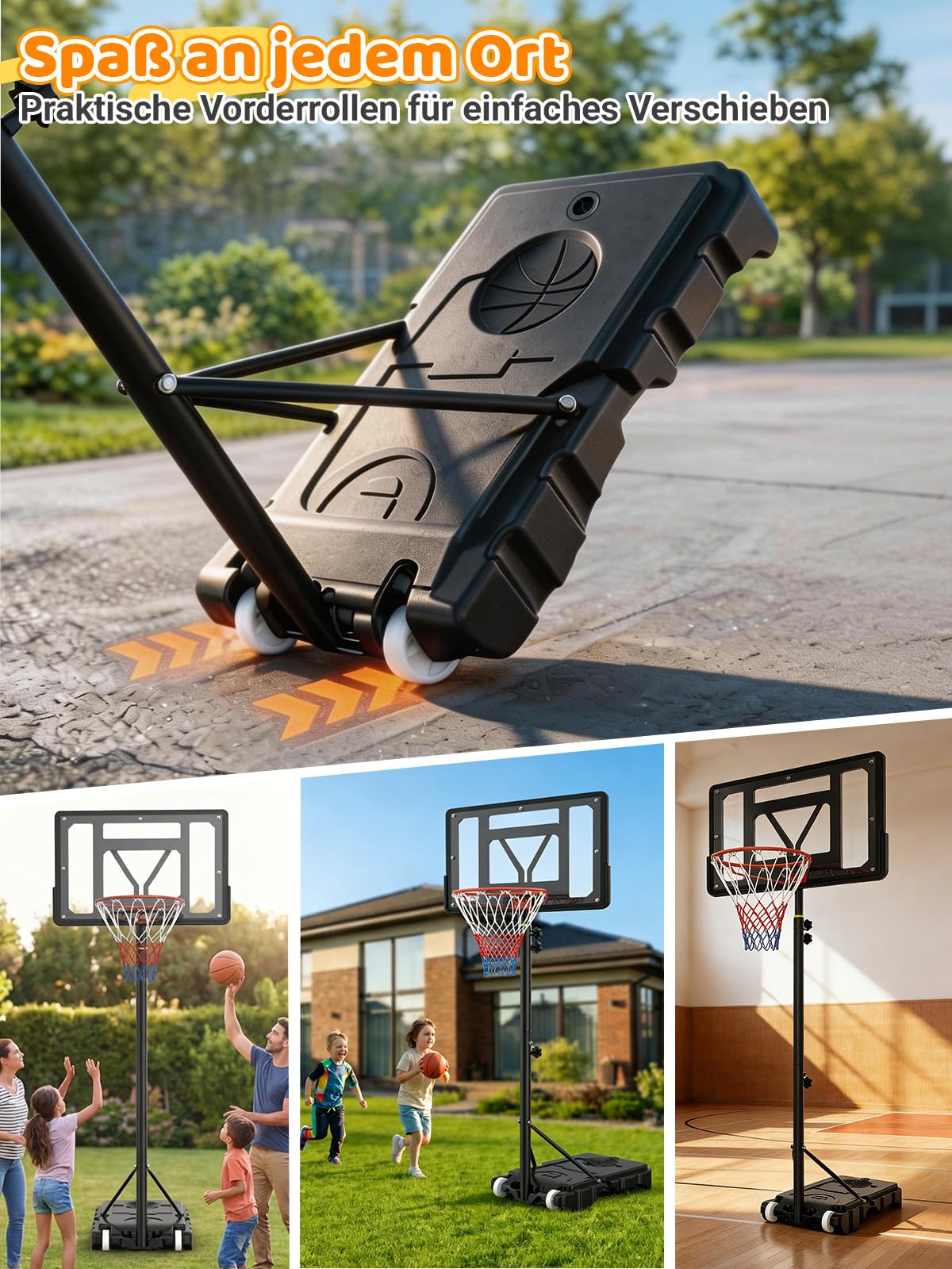 vcloo Basketballkorb Outdoor für Kinder: 155-210 cm Höhenverstellbar für Kinder 4-14 Jahre - Inkl. 2X Netze, Basketball & Pumpe - Basketballkörbe mit Ständer für Indoor Outdoor Garten Hof Garage 6