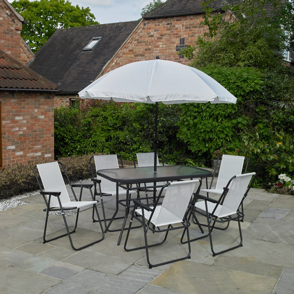 Kingfisher FS8PBC 8 Piece Rectangular Garden Furniture Set Cream