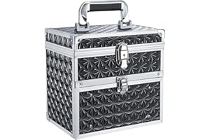 Costravio Nail Supplies Organizer Box Nail Polish Storage Case for Nail Tech or Home Use With Drawer and Slots Travel Makeup Train Case Portable Lockable - Jet Black