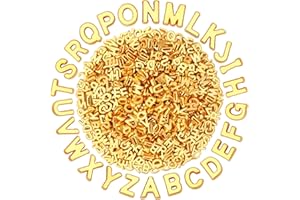 Augshy 700Pcs Gold Large Letter Beads,A-Z Mixed Big Alphabet Shape Beads for Jewelry Making Bracelets Necklaces Key Chains Shoelaces Crafts Party Decor(9 x 12 mm)