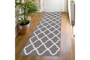 SHACOS Washable Runner Rug 20"x59" Dirt Trapping Non Slip Rubber Backing Rug Runner Floor Mats Carpet Runners for Entryway Hallway Kitchen Garage Laundry Room, Light Gray