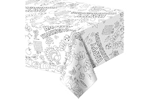 WorldBazaar Thanksgiving Coloring Tablecloth for Kids 88 x 54 Craft Activity Paper Turkey Table Cover Disposable Fall Holiday Party Decorations