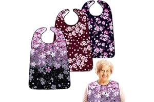 trulpro Adult Bibs for Eating-Washable Reusable Waterproof Clothing Protector with Crumb Catcher