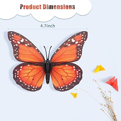 Download Buy Monarch Butterfly Decoration Artificial Butterfly Wall Decor 3d Monarch Butterfly Magnet For Decorating Home Bedroom Wedding Party Orange 4 72 Inch Orange 24 Pieces Online In Indonesia B08nggs4bc
