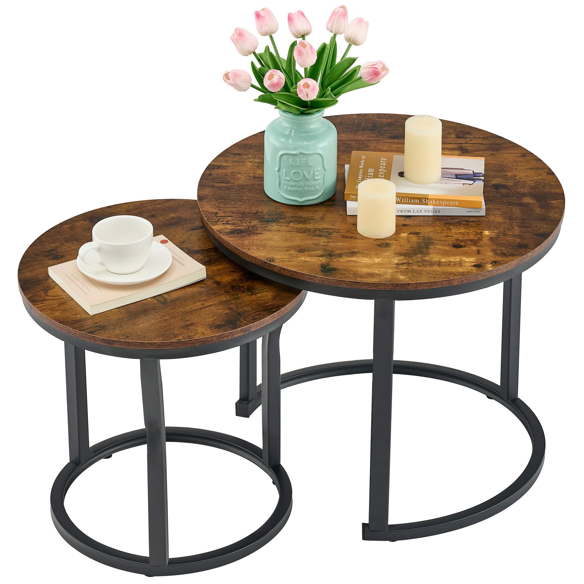 Hoctieon Nesting Coffee Tables, Round Nesting