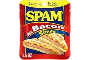 SPAM Single Bacon 2.5oz Individual Pouch (Pack of 12) Fully Cooked Pork and Ham, 9g of Protein, 0g Trans Fat, Low Carb, Keto-Friendly, Gluten Free, Easy Open Pouch, Perfect for Sandwiches & Breakfast