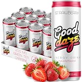 Good Daze Energy Drink, 200mg of Caffeine, Sugar Free, Strawberry 12-Pack | B Vitamins, L-Theanine, Pre Workout Performance with Antioxidants, 12 FL OZ Cans