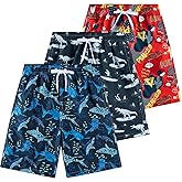 Todbiccz Boys Swim Trunks 3 Pack, Quick Dry Bathing Suit, UPF 50+, Mesh Lining, Beach Shorts for 5-16 Years