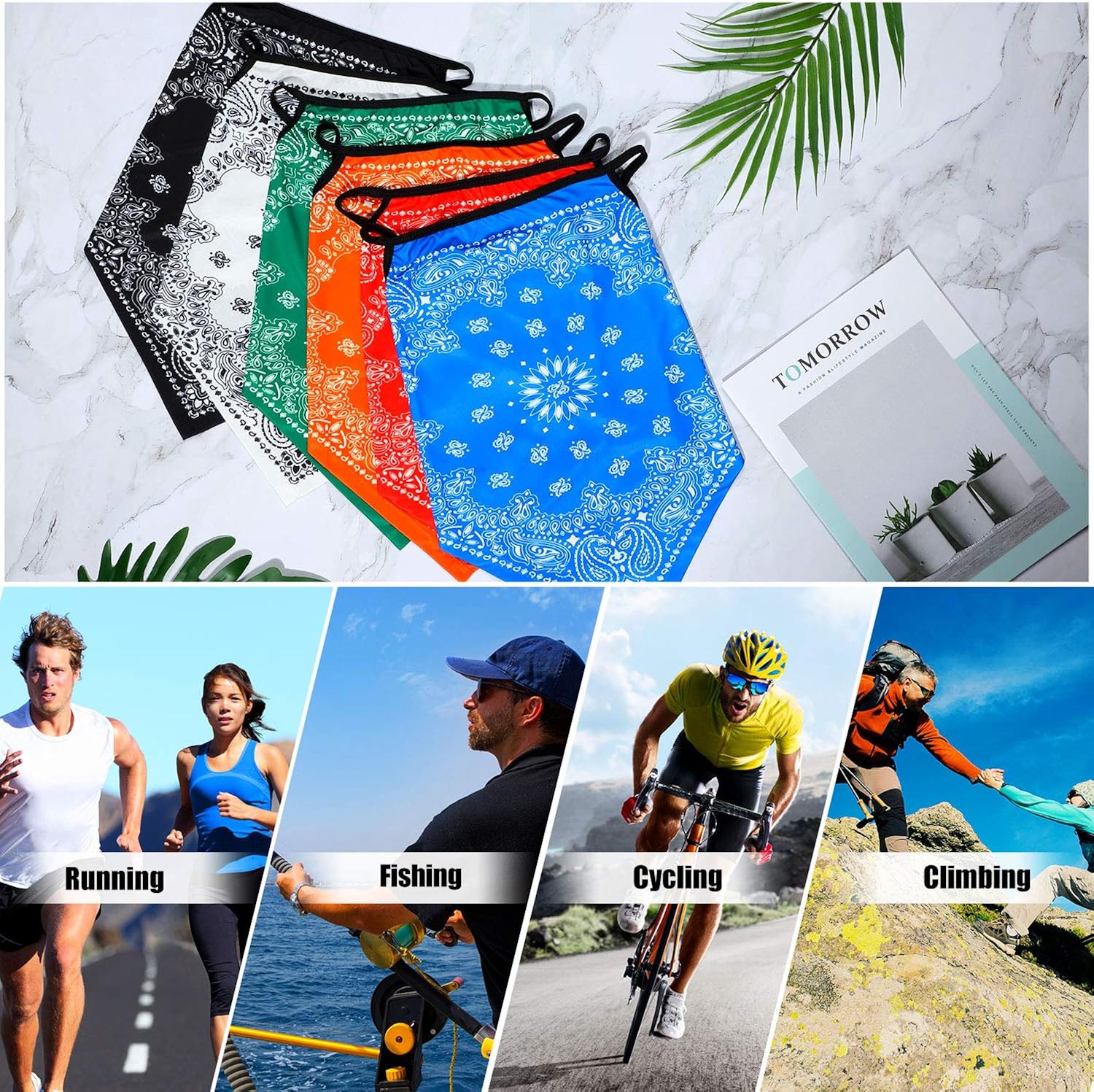 Bandana Face Cover Ear Loops Balaclava Neck Gaiter Scarf Outdoor Headwears for Men Women: Clothing