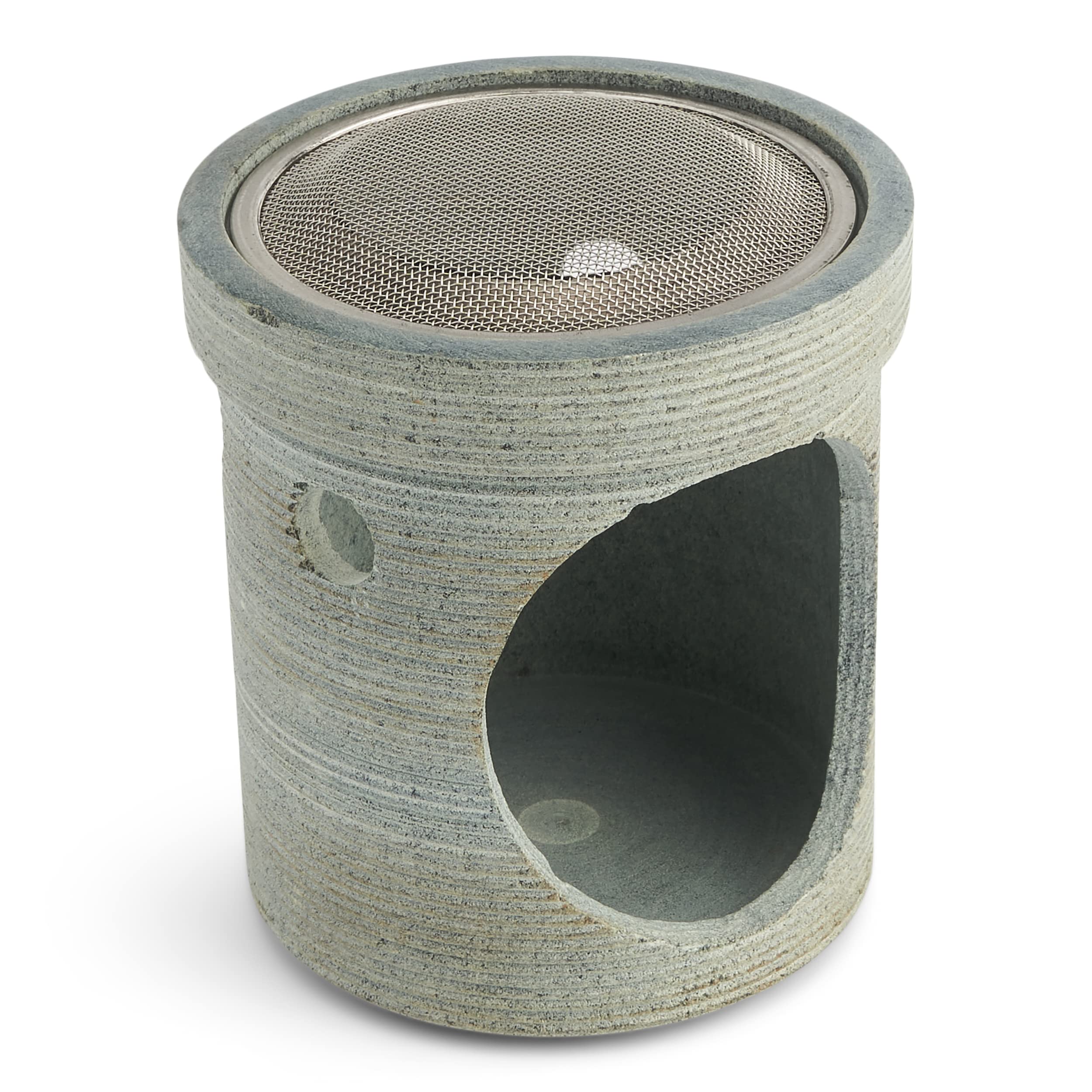 NKlaus Ø7cm soapstone incense burner grey lines pattern incense burner classic 39173