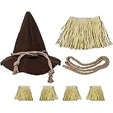 EverJoy Party Scarecrow Costume Accessory Set – Felt Hat, Straw Kit, and Rope Belt for Halloween, Harvest, and Fall Festival Dress-Up