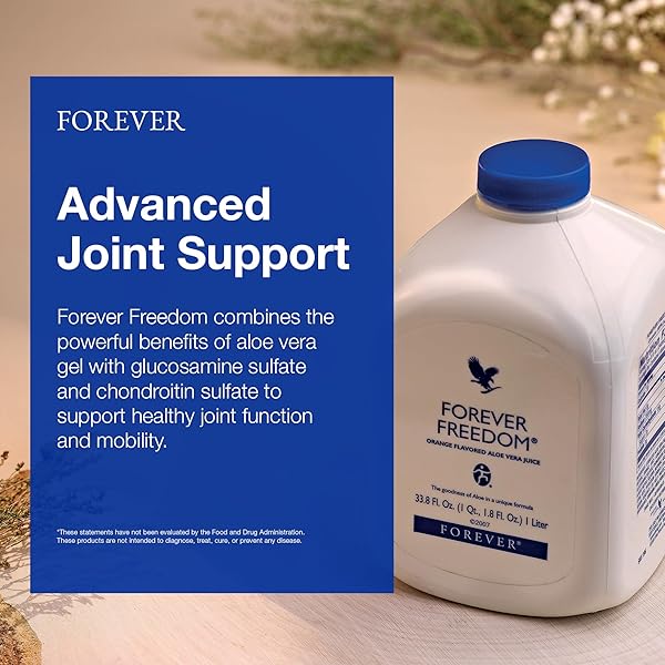 FOREVER LIVING – FOREVER FREEDOM – ALOE VERA JOINT SUPPORT WITH GLUCOSAMINE AND CHONDROITIN – ORANGE FLAVOR – 33.8 FL OZ (PACK OF 1)