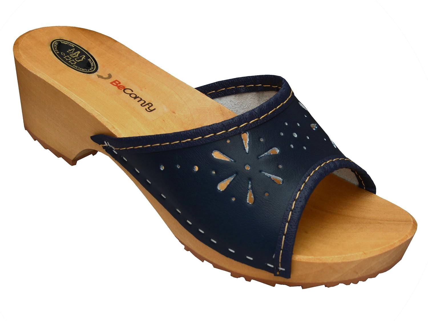 BeComfy zapatillas de mujer cuero suela de madera cinco colores tamaños 