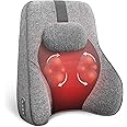 Back Lumbar Support Pillow for Office Chair Car, Office Desk Chair Lumbar Back Support with 4 Shiatsu Massage Heads & Heating Function, Memory Foam Lumbar Pillow for Computer Gaming Chair-Gray