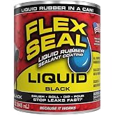 Flex Seal Liquid Rubber Sealant Coating, Waterproof, Black, 32 oz | Stops leaks fast, brush, roll, dip or pour on, UV resistant, prevents rust, corrosion, roof, basement, RV, gutters, masonry