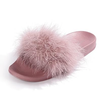 Womens Slides,Arch Support Sandals with Faux Fur Kuwait Ubuy