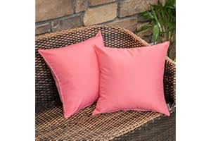 MIULEE Pack of 2 Decorative Outdoor Waterproof Pillow Covers Square Garden Cushion Sham Throw Pillowcase Shell for Spring Valentine's Day Patio Tent Couch 18x18 Inch Pink