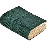 LEATHER VILLAGE Leather Bound Floral Embossed Journal for Women Men - 200 Pages, 6”X4”(A6), Turquoise - Book of Shadows, Vintage Blank Paper Travel Diary, Notebook for Writing, Drawing, Sketchbook