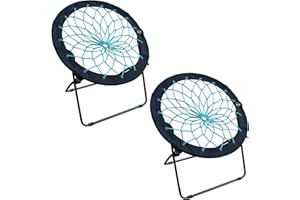 Zenithen Limited Foldable Bunjo Bungee Chair for Dorms, Living Rooms, Bedrooms, Camping, Gaming & Lounging, Teal (Pack of 2)