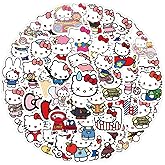 100Pcs Hello Kitty Stickers Cool Sanrio Characters Stickers, Vinyl Waterproof Cartoon Cat Sticker for Laptop, Guitar, Water Bottle, Birthday Gifts for Girls, Kids, Teens (KT)