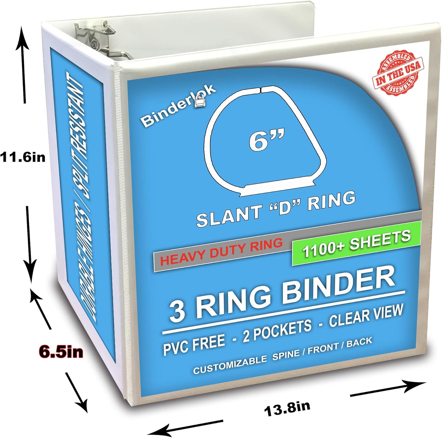 3 Ring Binder, Professional D Ring 6 Inch Binder, Presentation Folder 8.5 x 11 With Pockets, Clear View White Binder : Office Products