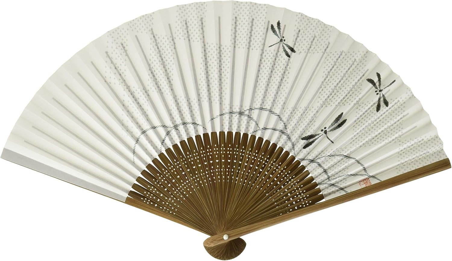 Amazon Co Jp 年 紳士用扇子 7 5寸35間 紳士 トンボ 市松 5714 ホーム キッチン