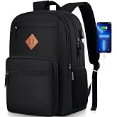 YAMTION Black Backpack,School Bookbag for Teens and Adults Schoolbag Casual Fits 15.6 Inch Laptop Lightweight College School Backpack