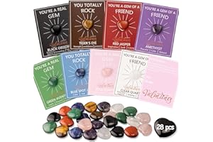 AYGXU 28 pcs Valentines Day Gifts for Kids-Valentines Day Cards for Kids School classroom,valentines heart Crystals with Cards,valentine exchange party favors for kids boys girls,Valentines goody bag filler