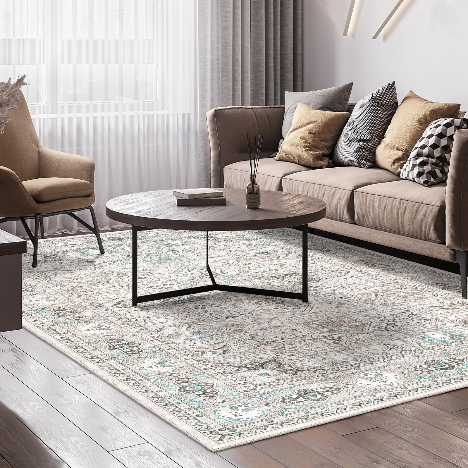 Photo 1 of phonzenuo 8x10 Extra Large Area Rug Living Room, Modern Neutral Washable Boho Area Rug for Bedroom (Grey)