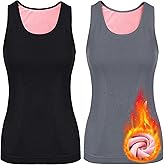 Sintege 2 Pcs Thermal Tank Top Womens Fleece Lined Underwear Tops Undershirt for Women Cotton Blend Cami Warm Base Layer Vest