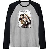 Attack on Titan Group Portrait with Swords and Logo Anime Raglan Baseball Tee