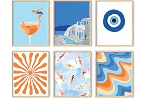 HAUS AND HUES Beach Posters Gallery Wall Art Set of 6 - Ocean Art Beach Scene Wall Art, Summer Posters for Walls, Tropical Prints (Unframed 8x10)