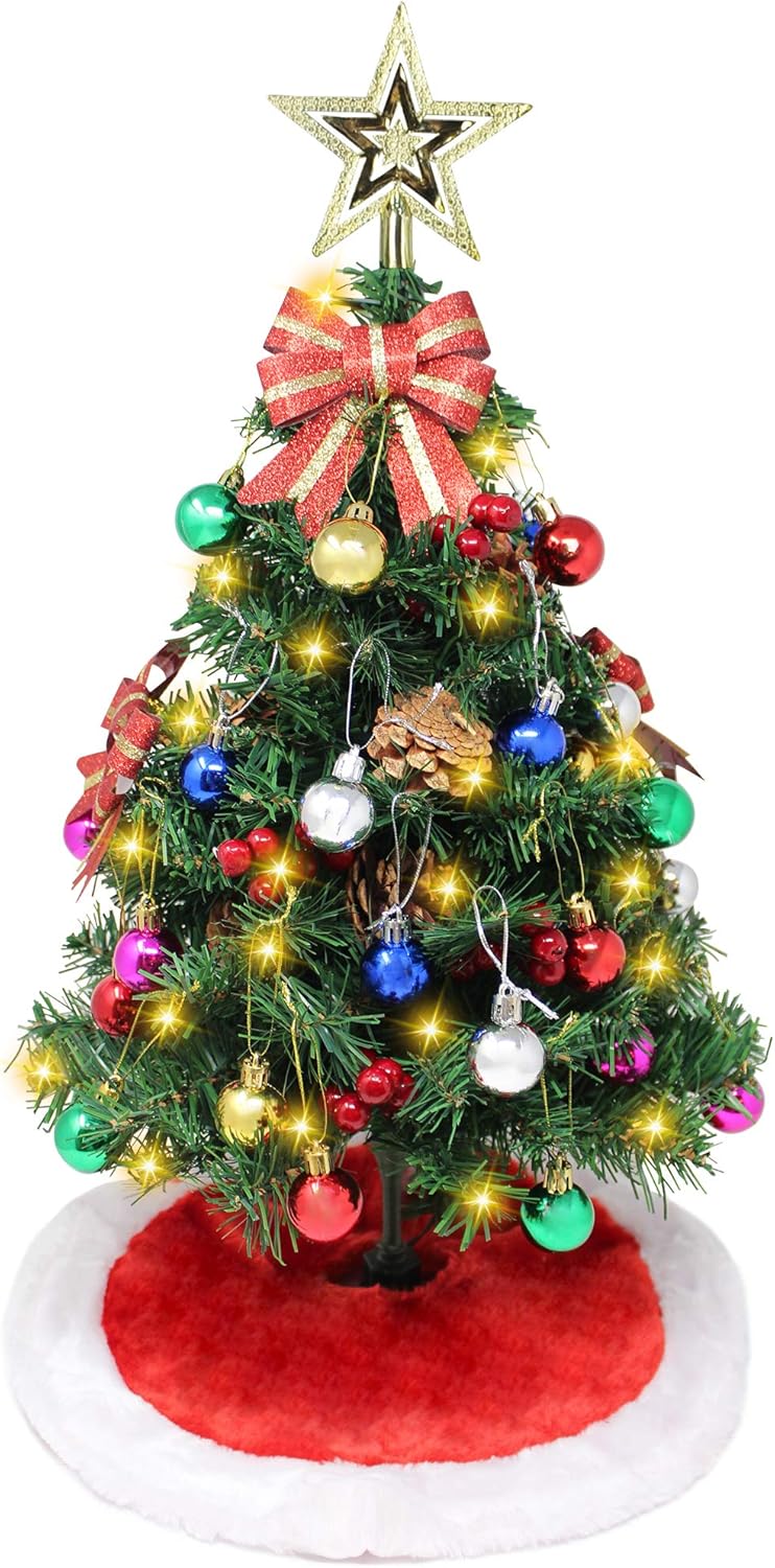 Joiedomi 24" Prelit Tabletop Christmas Tree with Tree Skirt and