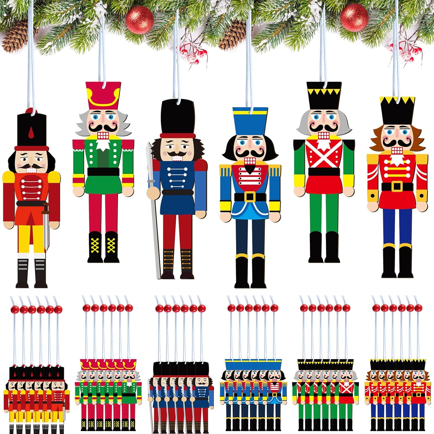 Nutcrackers - Maitys Christmas Nutcrackers Decorations Holiday Hanging Decorations Wooden Nutcracker Ornament Figure Nutcracker Birthday Party Decor King Soldier Xmas Tree Decors for Party Supplies (36, 3.5 Inch)