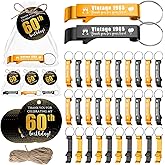 Dandat 54 Sets 60th Birthday Party Favors Birthday Beer Opener Keychain with Bags and Cards Birthday Souvenirs for Guests