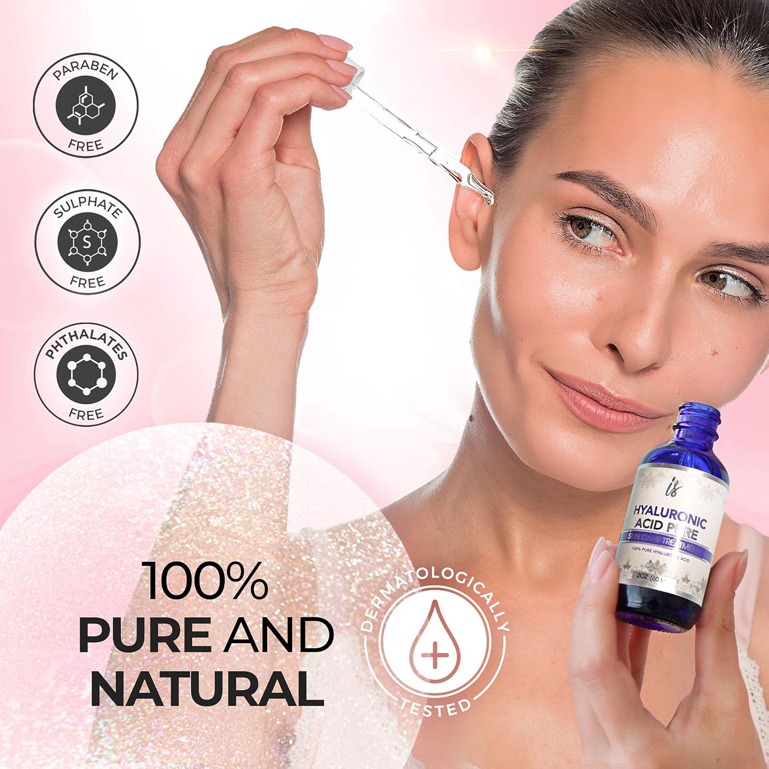 Hyaluronic Acid for Face - 100% Pure Medical Quality Clinical Strength Formula - Anti aging serum for your skin and lips (2 oz): Beauty