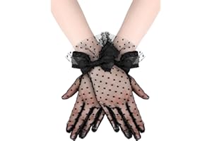 Bencailor Women Lace Gloves Wedding Tea Party Gloves Bow Short Mitten Elegant Accessories for 1920s Opera Funeral