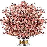 HIAGROW 8Pcs Babys Breath Fake Artificial Flowers, Real Touch Light Coffee Color Plants Silk Flowers for Vase Home Office Wedding Spring Winter Indoor Outdoor Centerpiece Table Party Decorations