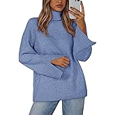 KIRUNDO Fall Sweaters for Women 2025 Turtleneck Ribbed Long Sleeve Casual Loose Knit Pullover Tops Fashion Winter Clothes