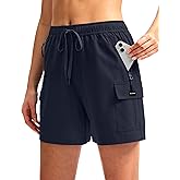 SANTINY Women's 5''/ 7''/9'' Hiking Cargo Shorts Quick Dry Lightweight Summer Shorts for Women Athletic Golf Zipper Pockets