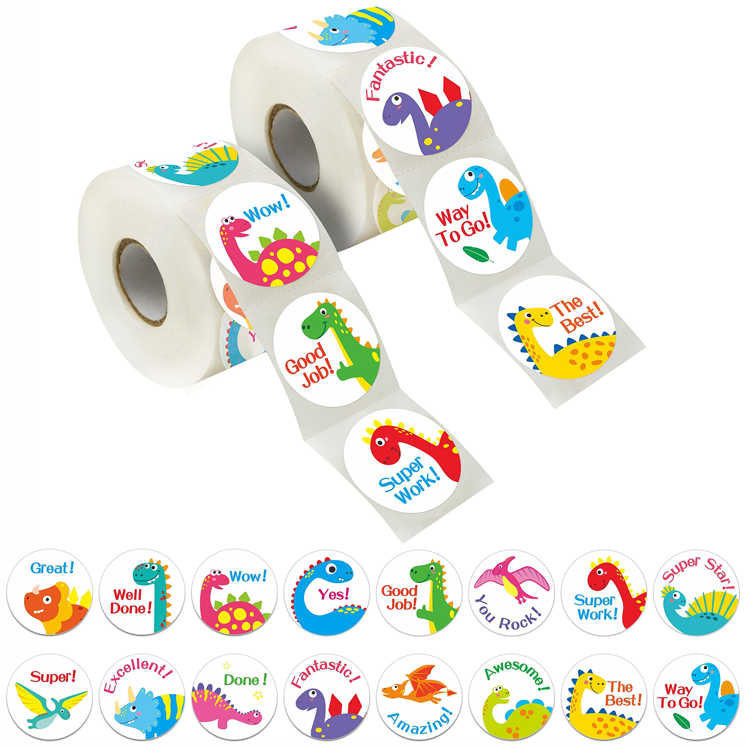 600 pcs Teacher Reward Encouragement Motivational Dinosaur Sticker Mega Pack in 16 Designs (Each Measures 1.5” in Diameter) — image 1