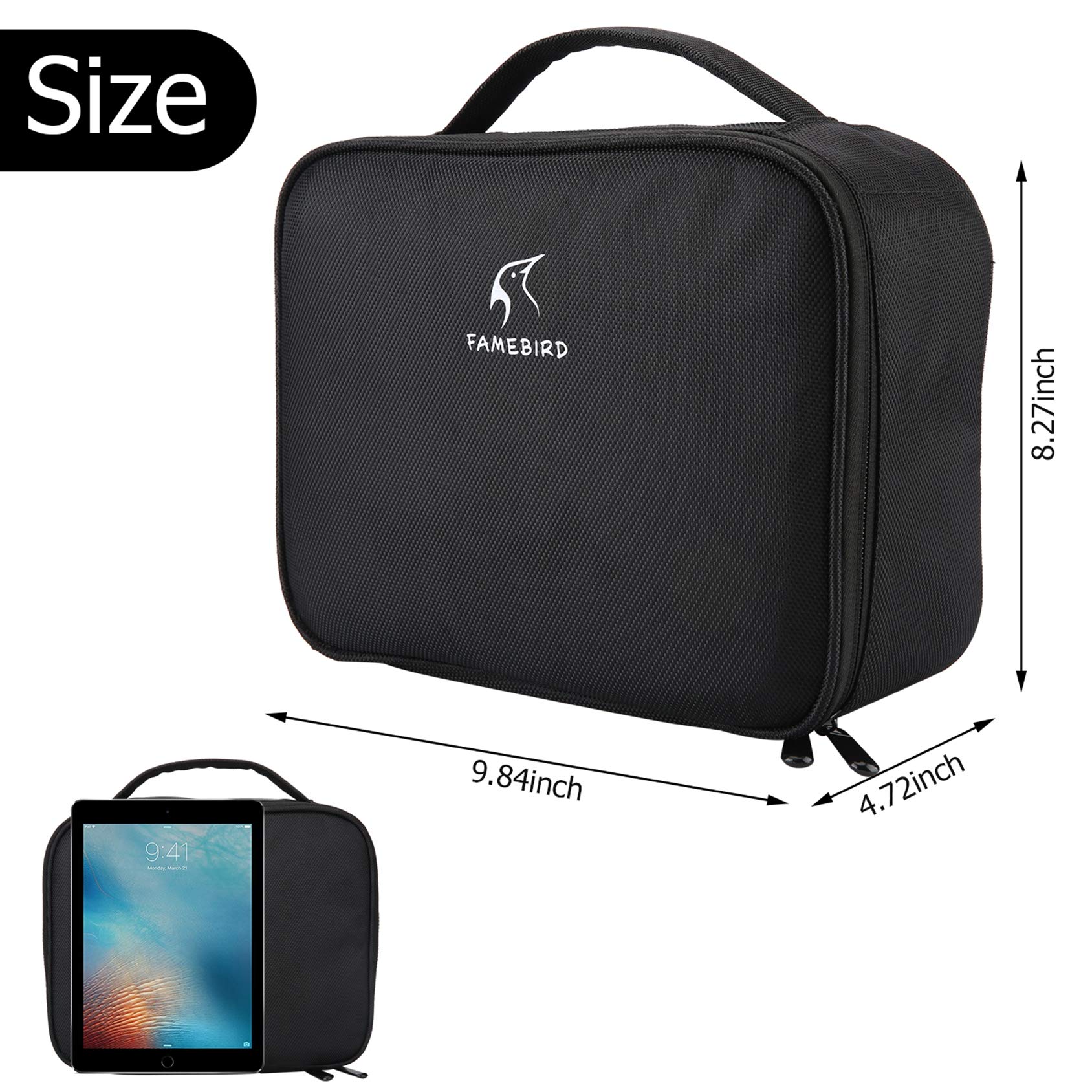 Travel Makeup Train Case, Professional Cosmetic Bag Portable Toiletry Bags with 3 Layers Adjustable Divider for Women Girls