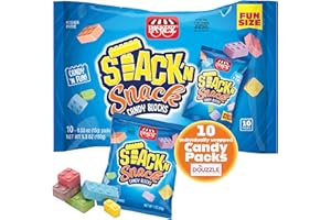 DOUzzle Purim Candies for Kids - Stack 'n Snack Candy Blocks, Edible Building Bricks Blox (Pack of 1) Sweet Treats for Mishloach Manot Gift Basket, Birthday Party Favors Snacks - Kosher Parve