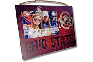 Fan Creations Ohio State NCAA Wooden Photo Holder with Clip Decorative College Picture Frame- Versatile for Wall Decor or Tabletop- Holds 4x6 Print- Sport Your Buckeye Pride