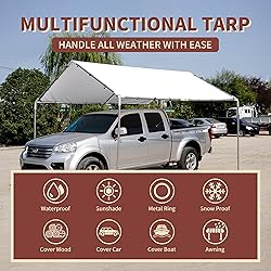 TARPAL 10'x20' White Tarp Waterproof 7.5