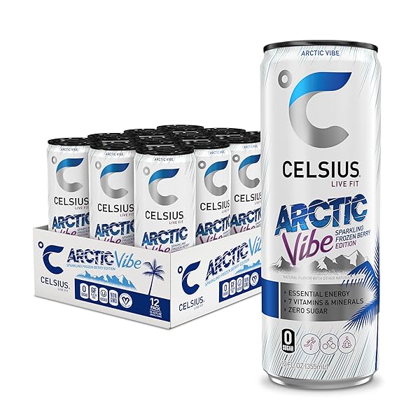 CELSIUS ARCTIC VIBE SPARKLING FROZEN BERRY, FUNCTIONAL ENERGY DRINK, 12 FL OZ (PACK OF 12)